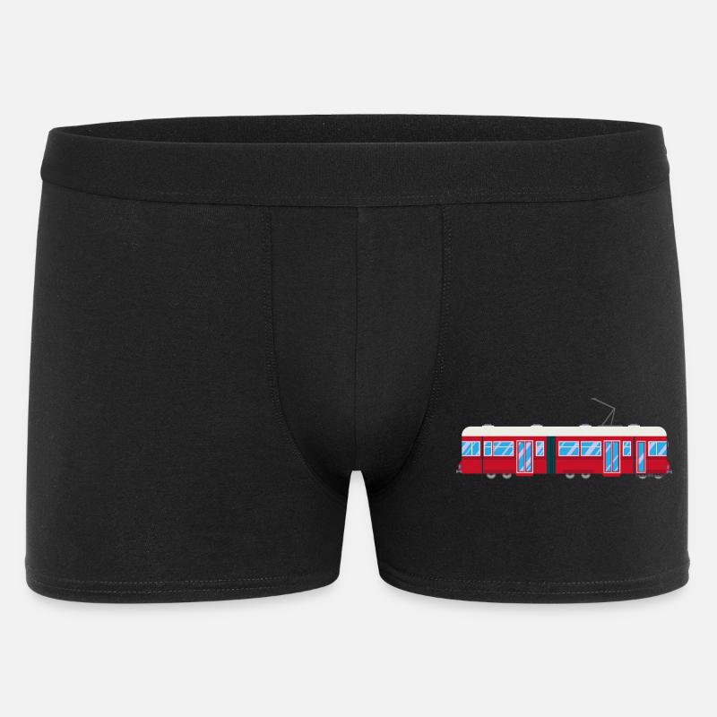 Tram, Straßenbahn, Zug, Eisenbahn - Männer Boxer Shorts - Schwarz