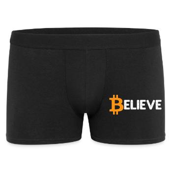 Bitcoin Logo Vintage Believe Crypto BTC Blockchain - Boxer Homme - noir - Devant