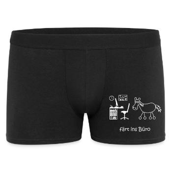 färt ins büro, Bürohumor, Pferd mit Rädern, Beruf - Männer Boxer Shorts - Schwarz - Vorne