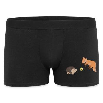 Renard et hérisson jouent au football avec une châtaigne - Boxer Homme - noir - Devant