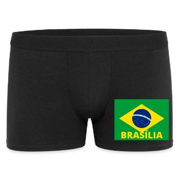 Brasília Stadt in brasilianischer Flagge - Männer Boxer Shorts - Schwarz - Vorne