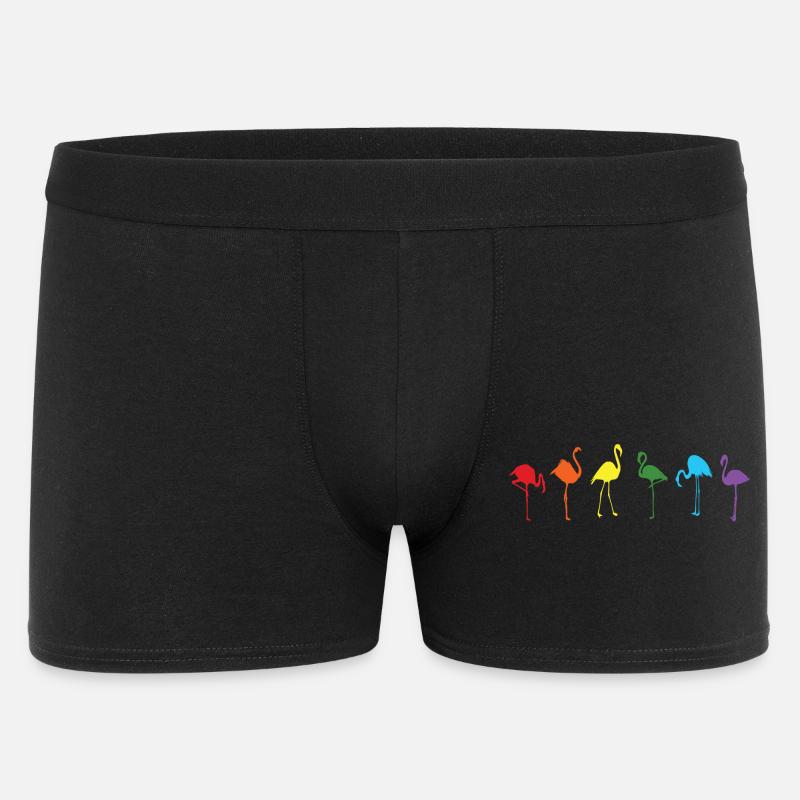 Bunte Flamingo-Silhouetten im Regenbogenfarben - Männer Boxer Shorts - Schwarz