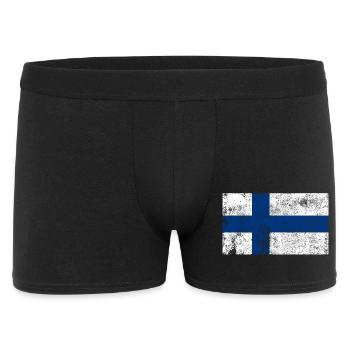 Finnland Flagge Fahne Grunge Retro Vintage - Männer Boxer Shorts - Schwarz - Vorne