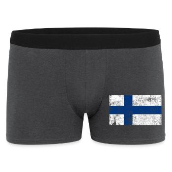 Finnland Flagge Fahne Grunge Retro Vintage - Männer Boxer Shorts - Anthrazit - Vorne