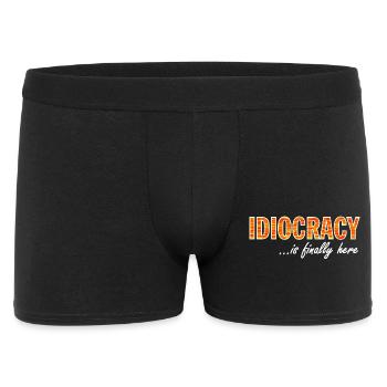 Idiocracy is finally here - PAZI PRODUCTIONS - Männer Boxer Shorts - Schwarz - Vorne