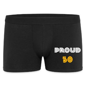 proud 50, geburtstagsgeschenk - Männer Boxer Shorts - Schwarz - Vorne