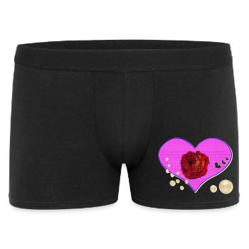 rosen design, Herzmuster Perlen - Männer Boxer Shorts - Schwarz - Vorne