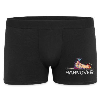 Hahnover... gerupfter Hahn, bunt - Männer Boxer Shorts - Schwarz - Vorne