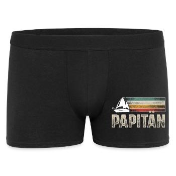 Papitän Papa Vater Kapitän Segeln Boot Schiff - Männer Boxer Shorts - Schwarz - Vorne