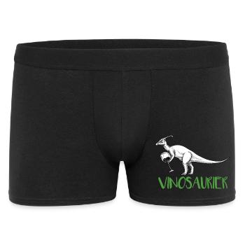 Vinosaurier – lustiges Weinmotiv - Männer Boxer Shorts - Schwarz - Vorne