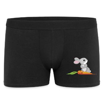 Häschen mit Möhre - Männer Boxer Shorts - Schwarz - Vorne