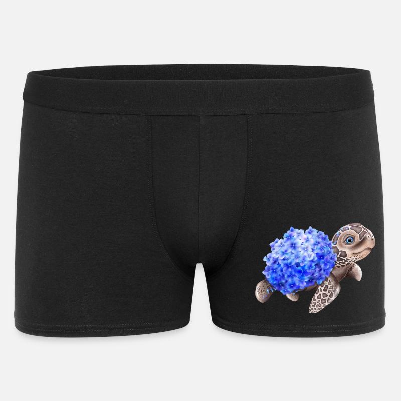 Schildkröte mit Hydrangea Hortensien - Männer Boxer Shorts - Schwarz