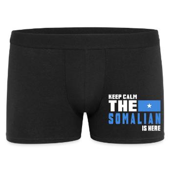 Keep Calm Somalia Flaggen Design - Männer Boxer Shorts - Schwarz - Vorne