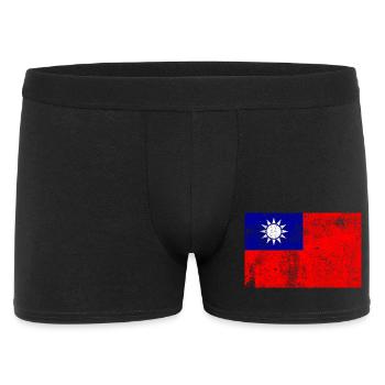 Drapeau de Taïwan Drapeau Grunge Rétro Vintage - Boxer Homme - noir - Devant