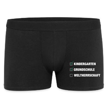 Einschulung | Schulkind 2026 - Weltherrschaft - Männer Boxer Shorts - Schwarz - Vorne