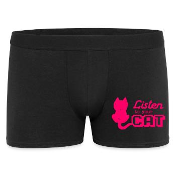 « Écoutez votre chat » dicton cool avec chat - Boxer Homme - noir - Devant