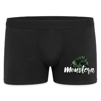 Monstera Fensterblatt Pflanzen Geschenk - Männer Boxer Shorts - Schwarz - Vorne