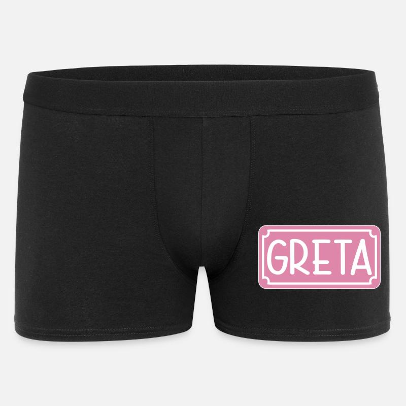 NAMENSGESCHENK MÄDCHEN GRETA SCHILD - Männer Boxer Shorts - Schwarz