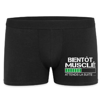 Bientot musclé (blanc et vert) - Boxer Homme - noir - Devant