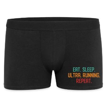Essen. Schlafen. Ultra laufend. Wiederholen. - Männer Boxer Shorts - Schwarz - Vorne