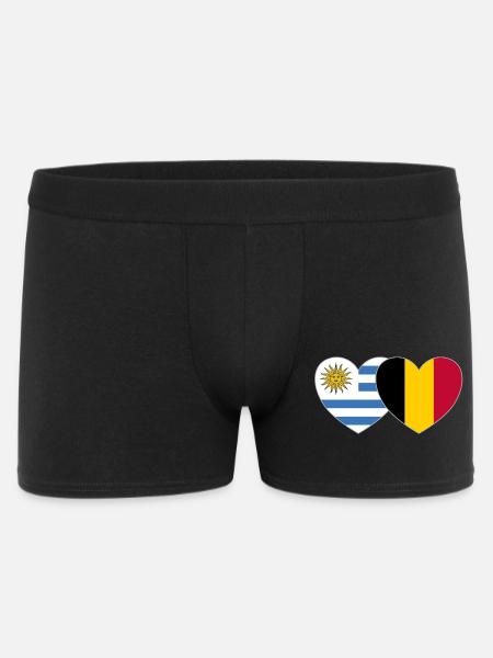 Uruguay Belgium Flag Heart - Men's Boxer Shorts - black