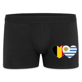 Belgien Uruguay Flagge Herz - Männer Boxer Shorts - Schwarz - Vorne