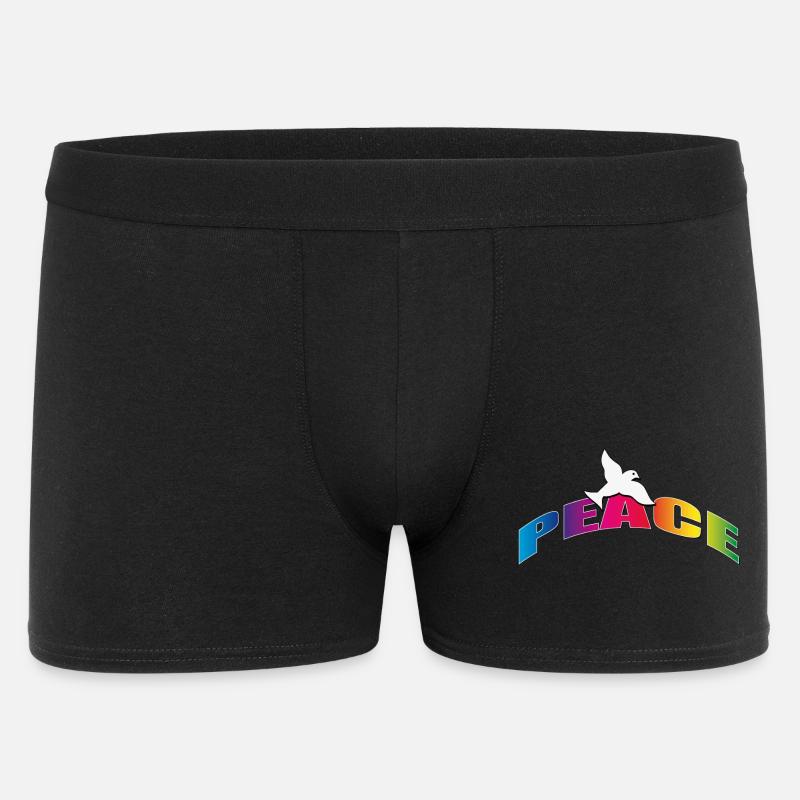 Peace mit Taube Regenbogenfarben - Männer Boxer Shorts - Schwarz