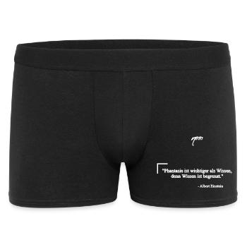 Zitat von Albert E. - Phantasie & Wissen - Männer Boxer Shorts - Schwarz - Vorne