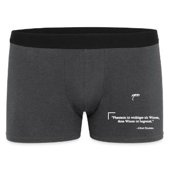 Zitat von Albert E. - Phantasie & Wissen - Männer Boxer Shorts - Anthrazit - Vorne