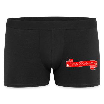Frohe Weihnachten weißer Text auf rotem Band - Männer Boxer Shorts - Schwarz - Vorne
