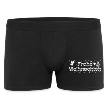 Frohe Weihnachten weiß Sterne Engel Christbaum - Männer Boxer Shorts - Schwarz - Vorne