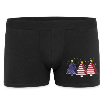 Weihnachtsbäume Amerika USA Flagge - Männer Boxer Shorts - Schwarz - Vorne