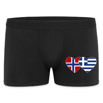 Norway Greece Flag Heart - Men's Boxer Shorts - black - Front