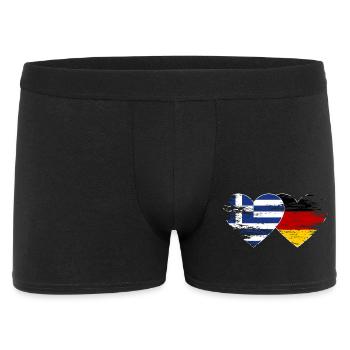 Griechenland Deutschland Flagge used Herz - Männer Boxer Shorts - Schwarz - Vorne