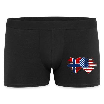 Norvège États-Unis drapeau utilisé coeur - Boxer Homme - noir - Devant