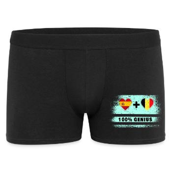 Spanien und Belgien Flagge 100% genial - Männer Boxer Shorts - Schwarz - Vorne