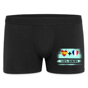 Espagne et France 100% drapeau de génie - Boxer Homme - noir - Devant