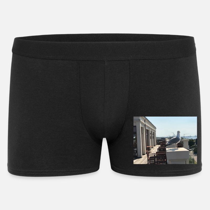 Möwenblick am Hafen Dachterrasse - Männer Boxer Shorts - Schwarz