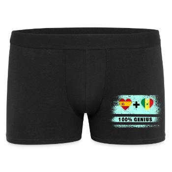 Spanien und Senegal Flagge 100% genial - Männer Boxer Shorts - Schwarz - Vorne