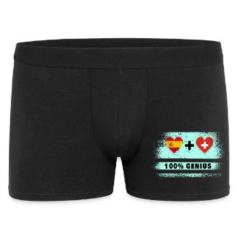 Spanien und Schweiz 100% Flaggengenie - Männer Boxer Shorts - Schwarz - Vorne
