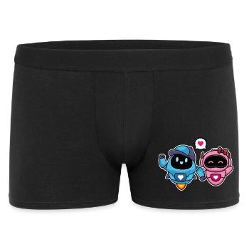 Cute Lovers and Romantic Robots for Couple - Men's Boxer Shorts - black - Front