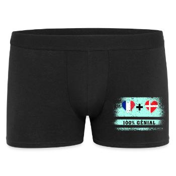 Hinweis Frankreich und Dänemark 100% genial - Männer Boxer Shorts - Schwarz - Vorne