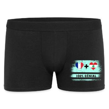 Flagge Frankreich und Libanon 100% genial - Männer Boxer Shorts - Schwarz - Vorne