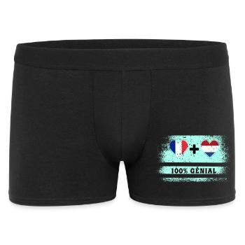 Hinweis Frankreich und Niederlande 100% genial - Männer Boxer Shorts - Schwarz - Vorne