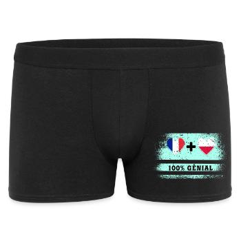 Hinweis Frankreich und Polen 100% genial - Männer Boxer Shorts - Schwarz - Vorne