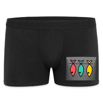 FISCH. APRILSCHERZ. OSTERN. SARDINE. MEER - Männer Boxer Shorts - Schwarz - Vorne