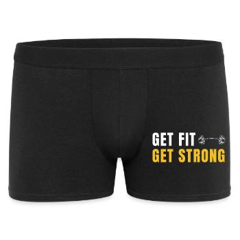 Get Fit Get Strong - Fitnessgeschenk mit Hanteln - Männer Boxer Shorts - Schwarz - Vorne