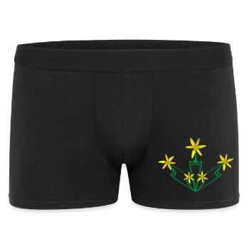 Art Nouveau Yellow Flowers – Symmetrical Floral - Men's Boxer Shorts - black - Front