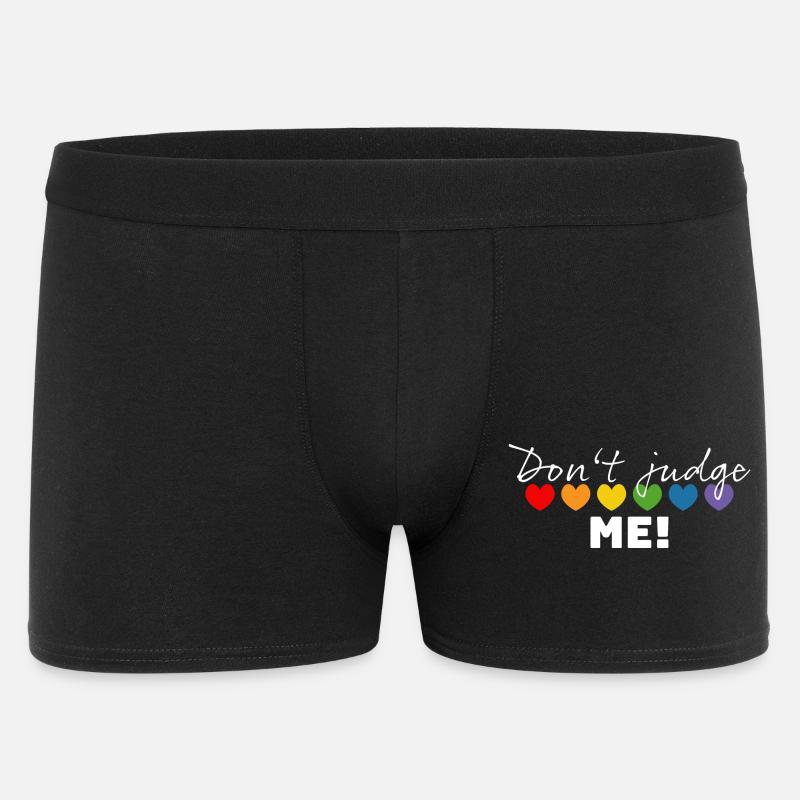 Regenbogenherzchen dont judge me weiss - Männer Boxer Shorts - Schwarz