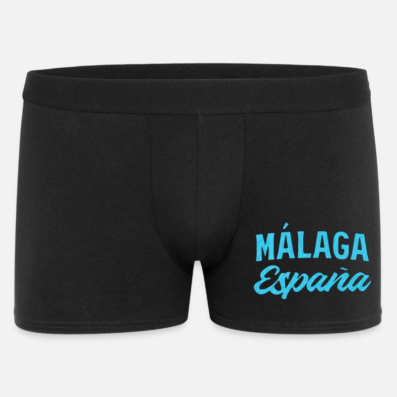 Málaga España Blue Script Design - Boxer Homme - noir